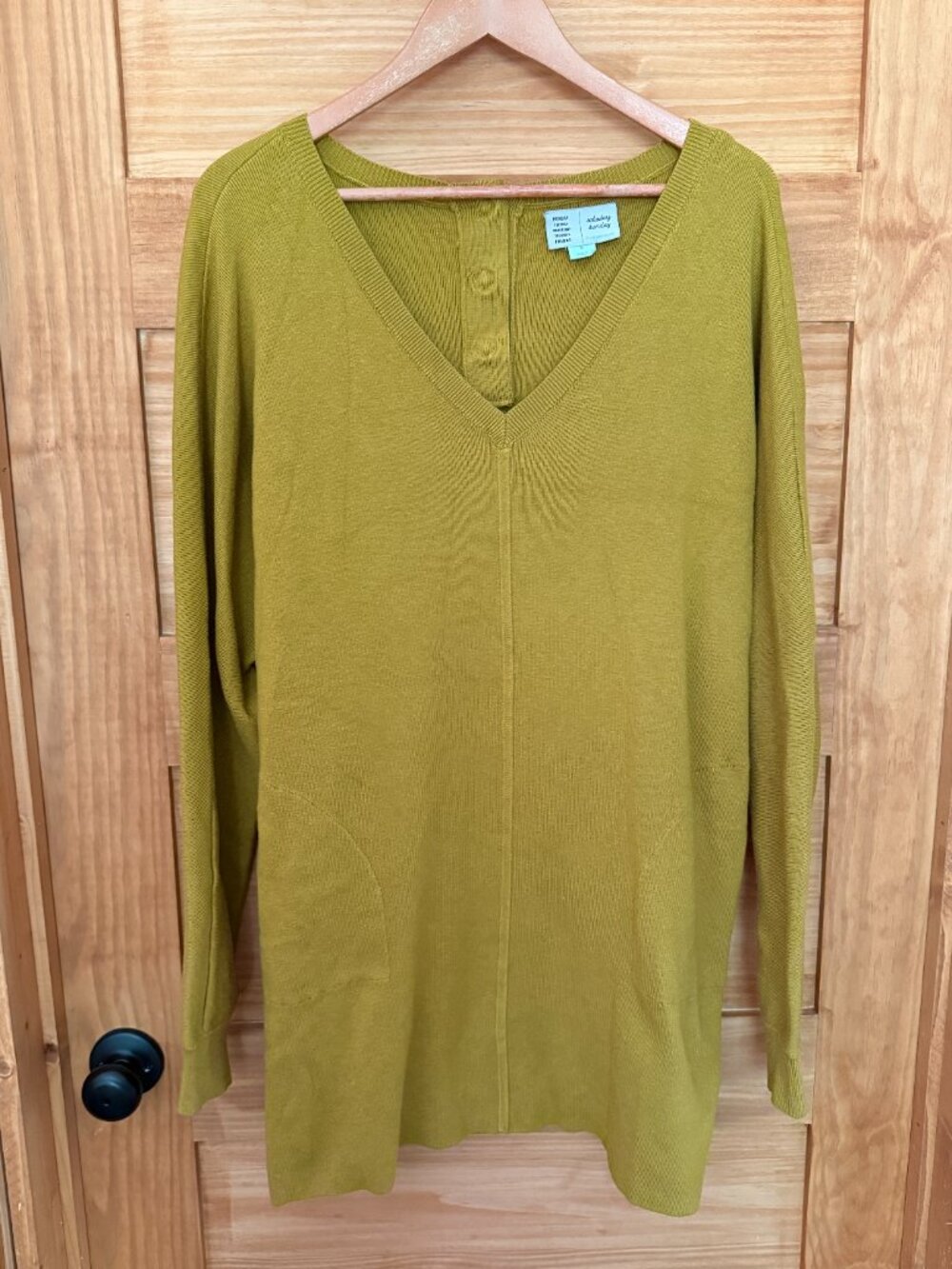 Anthropologie Saturday Sunday V Neck Long Sleeve Sweater Tunic Dress Pockets M